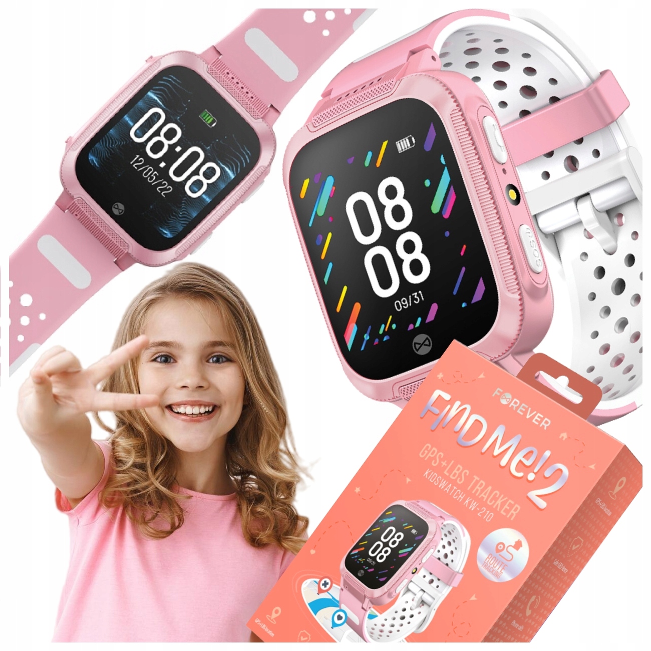 Forever Find Me KW 200 ružové inteligentné hodinky pre deti